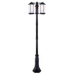 Akello 3-Light Matte Black Outdoor Post Lantern by CANARM