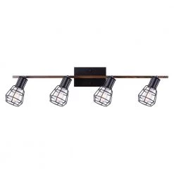Toma 2.8 ft. 4-Light Matte Black and Faux Wood Incandescent or LED Track Lighting Kit by CANARM