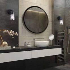 Kona 5 in. Matte Black Sconce with Seeded Glass Shade by CANARM 7 Kona 5 in. Matte Black Sconce with Seeded Glass Shade by CANARM -HINKLEY || CANARM Shop matte black canarm vanity lighting ivl1013a01bk 31 1000