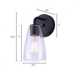 Kona 5 in. Matte Black Sconce with Seeded Glass Shade by CANARM 6 Kona 5 in. Matte Black Sconce with Seeded Glass Shade by CANARM -HINKLEY || CANARM Shop matte black canarm vanity lighting ivl1013a01bk 4f 1000