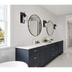 Alta 6 in. Matte Black Sconce with Double Smoked Glass Shades by CANARM -HINKLEY || CANARM Shop matte black canarm vanity lighting iwf639b01bk 31 1000