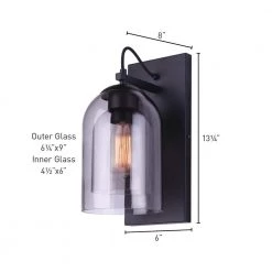 Alta 6 in. Matte Black Sconce with Double Smoked Glass Shades by CANARM -HINKLEY || CANARM Shop matte black canarm vanity lighting iwf639b01bk 4f 1000