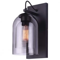 Alta 6 in. Matte Black Sconce with Double Smoked Glass Shades by CANARM