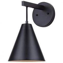 Arlo 12 in. 1-Light Matte Black Sconce with Metal Shade by CANARM