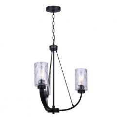 Newport 3-Light Matte Black Chandelier with Watermark Glass Shades by CANARM -HINKLEY || CANARM Shop matte black finish canarm chandeliers ich754a03bk c3 1000