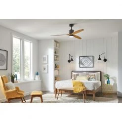 Hover 60 in. Integrated LED Indoor/Outdoor Matte Black Ceiling Fan with Wall Switch by HINKLEY -HINKLEY || CANARM Shop matte black hinkley ceiling fans with lights 900760fmb lwd fa 1000