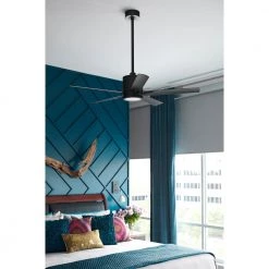 VAIL 52 in. Integrated LED Indoor/Outdoor Matte Black Ceiling Fan with Wall Switch by HINKLEY -HINKLEY || CANARM Shop matte black hinkley ceiling fans with lights 902152fmb lwd 4f 1000