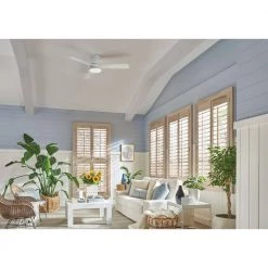 Trey 52 in. Integrated LED Indoor/Outdoor Matte White Ceiling Fan with Wall Switch by HINKLEY -HINKLEY || CANARM Shop matte white hinkley ceiling fans with lights 902752fmw lwd 4f 1000