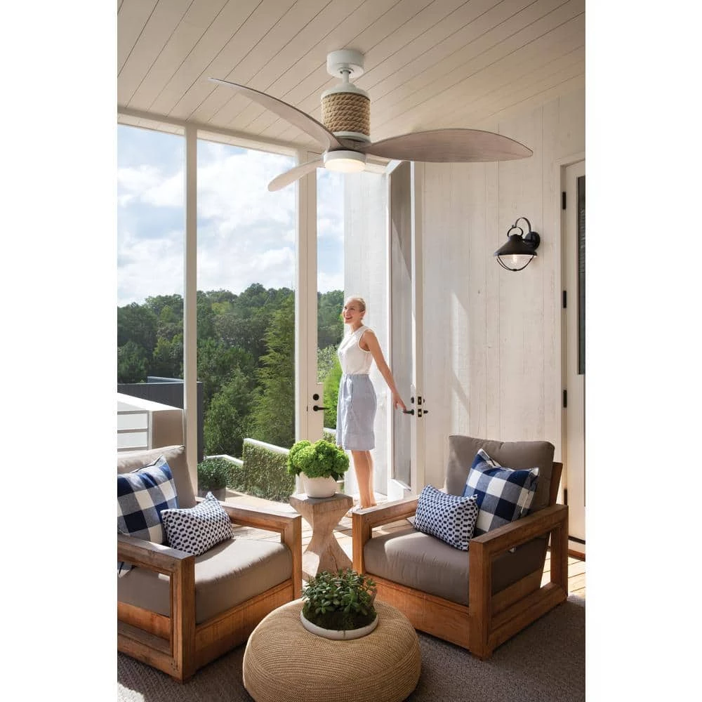 Marin 60 in. Integrated LED Indoor/Outdoor Matte White Ceiling Fan with Wall Switch by HINKLEY 2 Marin 60 in. Integrated LED Indoor/Outdoor Matte White Ceiling Fan with Wall Switch by HINKLEY - Image 2