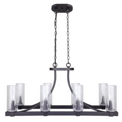 Nash 8-Light Oil Rubbed Bronze Chandelier with Seeded Glass Shades by CANARM