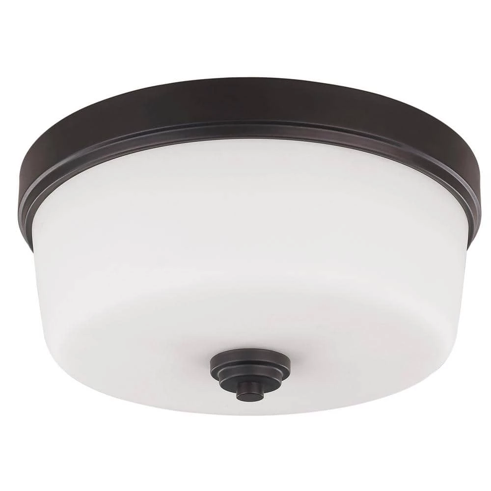 Jackson 3-Light Oil Rubbed Bronze Flush Mount Light with Flat Opal Glass Shade by CANARM 2 Jackson 3-Light Oil Rubbed Bronze Flush Mount Light with Flat Opal Glass Shade by CANARM - Image 2