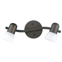 Jasper 15 in. 2-Light Oil Rubbed Bronze Track Lighting Fixture with Alabaster Glass Shades by CANARM