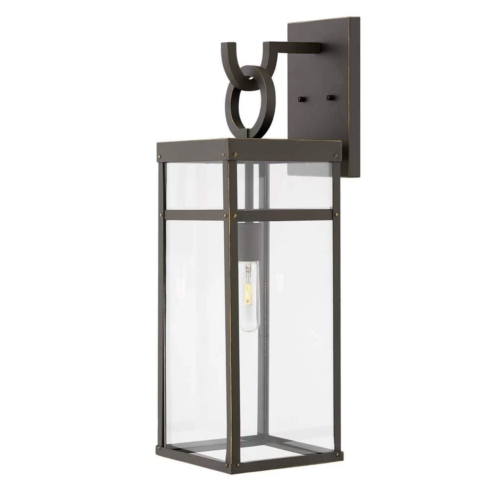 Porter Large Oil Rubbed Bronze 1-Light Outdoor Wall Lantern Sconce by HINKLEY 1 Porter Large Oil Rubbed Bronze 1-Light Outdoor Wall Lantern Sconce by HINKLEY
