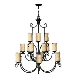 Casa 15-Light Olde Black Shaded Chandelier by HINKLEY