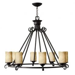Casa 8-Light Olde Black Shaded Chandelier by HINKLEY