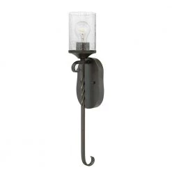 Casa 1-Light Olde Black With Clear Seedy Glass Sconce by HINKLEY