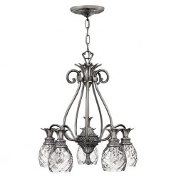Plantation 5-Light Polished Antique Nickel Shaded Chandelier by HINKLEY