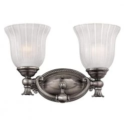 Francoise 15 in. 2-Light Polished Antique Nickel Vanity Light by HINKLEY