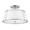 Clarke 15 in. 2-Light Polished Nickel Semi-Flush Mount with Metal Shade by HINKLEY