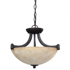Warren 3-Light Rubbed Antique Bronze Chandelier with Tea Stained Glass Shade by CANARM