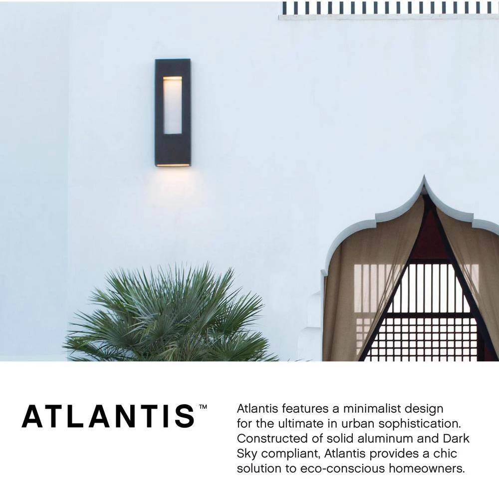 Atlantis 1-Light Satin Black LED Outdoor Wall Lantern Sconce by HINKLEY 2 Atlantis 1-Light Satin Black LED Outdoor Wall Lantern Sconce by HINKLEY - Image 2