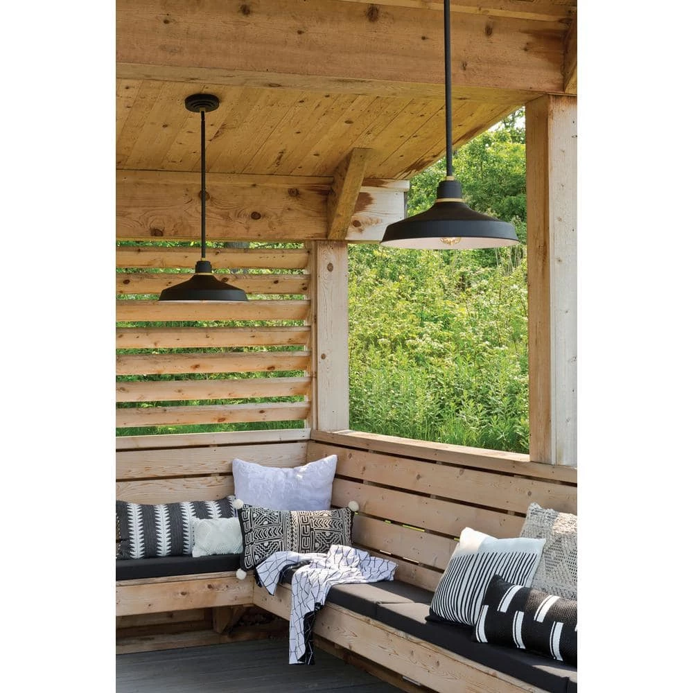 Foundry 1-Light Textured Black Outdoor Barn Pendant Light by HINKLEY 4 Foundry 1-Light Textured Black Outdoor Barn Pendant Light by HINKLEY - Image 4