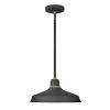 Foundry 1-Light Textured Black Outdoor Barn Pendant Light by HINKLEY