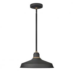 Foundry 1-Light Textured Black Outdoor Barn Pendant Light by HINKLEY