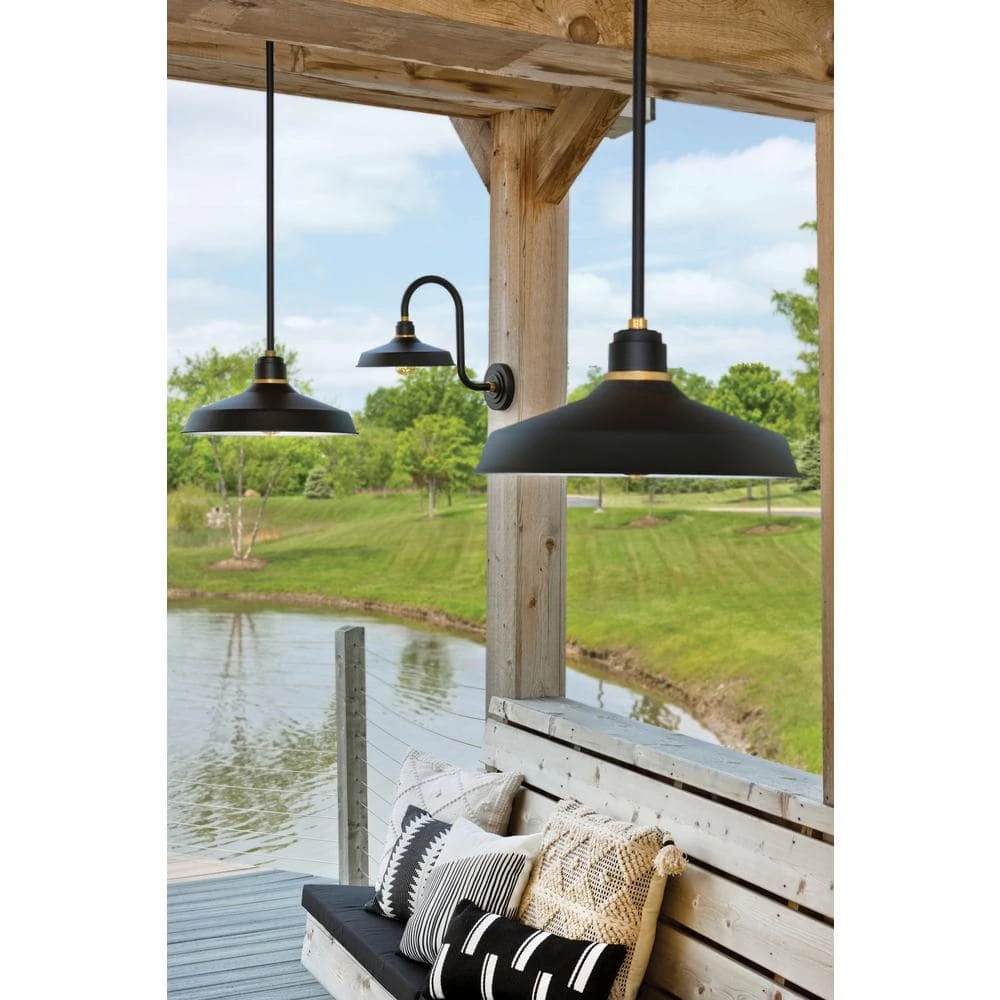 Foundry 1-Light Textured Black Outdoor Barn Pendant Light by HINKLEY 6 Foundry 1-Light Textured Black Outdoor Barn Pendant Light by HINKLEY - Image 6