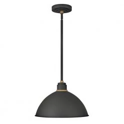 Foundry Textured Black 1-Light Outdoor Barn Pendant Light by HINKLEY
