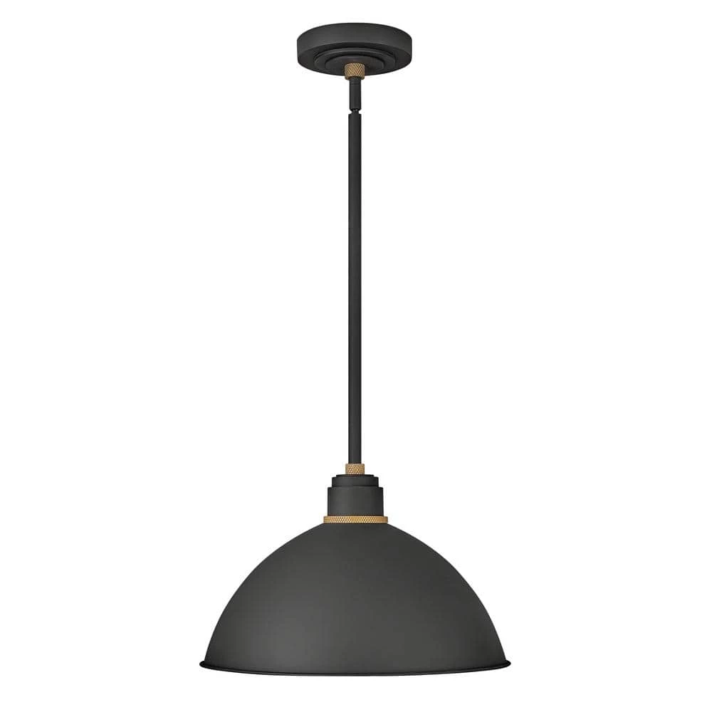 Foundry Textured Black 1-Light Outdoor Barn Pendant Light by HINKLEY 1 Foundry Textured Black 1-Light Outdoor Barn Pendant Light by HINKLEY