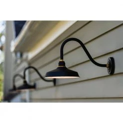 Foundry Medium 1-Light Textured Black Gooseneck Outdoor Barn Light Sconce by HINKLEY -HINKLEY || CANARM Shop textured black hinkley outdoor sconces 10342tk 44 1000