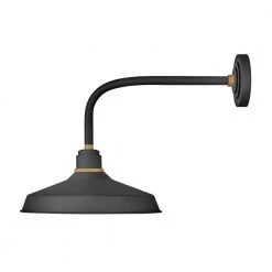Foundry Medium 1-Light Textured Black Straight Arm Outdoor Barn Light Sconce by HINKLEY