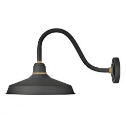 Foundry Medium 1-Light Textured Black Outdoor Gooseneck Wall Sconce by HINKLEY