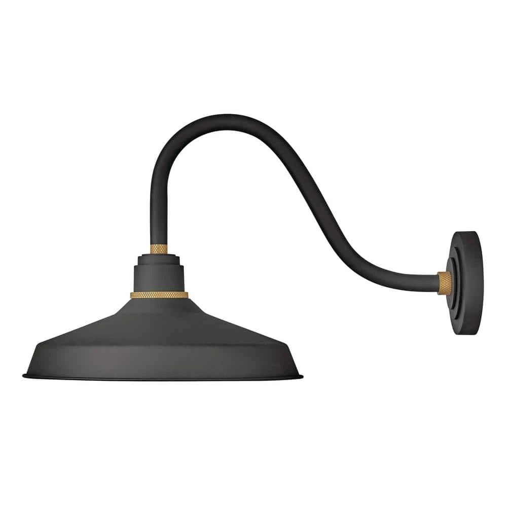 Foundry Medium 1-Light Textured Black Outdoor Gooseneck Wall Sconce by HINKLEY 1 Foundry Medium 1-Light Textured Black Outdoor Gooseneck Wall Sconce by HINKLEY