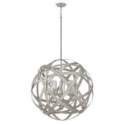 Carson Large 5-Light Weathered Zinz Outdoor Hanging Orb Chandelier by HINKLEY