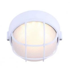 1-Light White LED Outdoor Flush Mount Light with Frosted Glass by CANARM